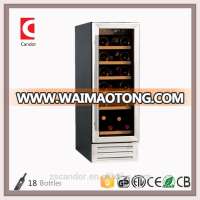 Candor: 18 Bottles Single Zone Compressor Built-in Wooden Shelves Wine Cabinet JC-58EQ